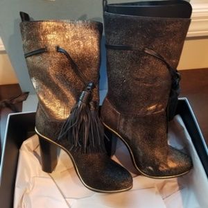Lanvin Black-/Gold Boots/Bootie